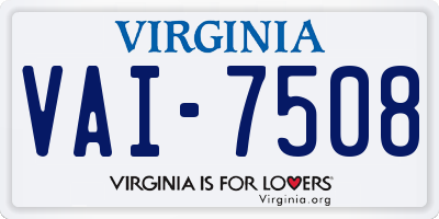 VA license plate VAI7508
