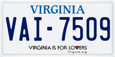 VA license plate VAI7509