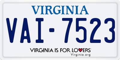 VA license plate VAI7523