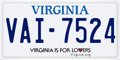 VA license plate VAI7524