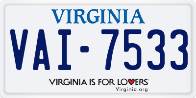 VA license plate VAI7533