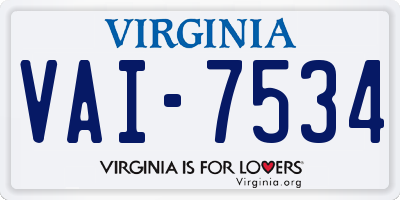 VA license plate VAI7534