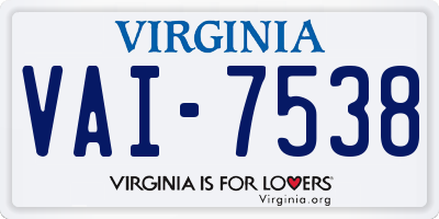 VA license plate VAI7538