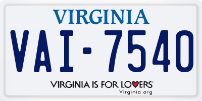 VA license plate VAI7540