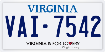 VA license plate VAI7542