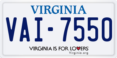 VA license plate VAI7550