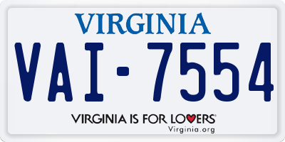 VA license plate VAI7554