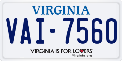 VA license plate VAI7560