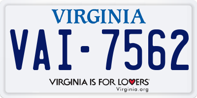 VA license plate VAI7562