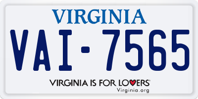 VA license plate VAI7565