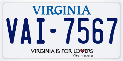 VA license plate VAI7567