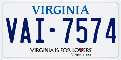 VA license plate VAI7574