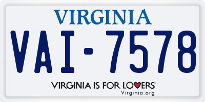 VA license plate VAI7578