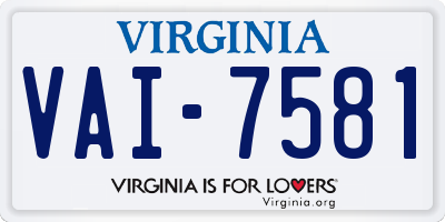 VA license plate VAI7581