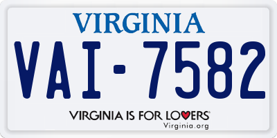 VA license plate VAI7582