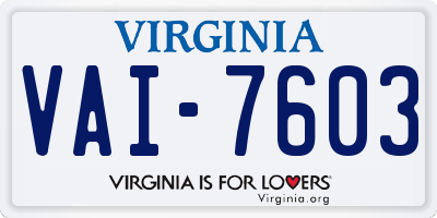 VA license plate VAI7603