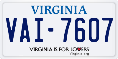 VA license plate VAI7607