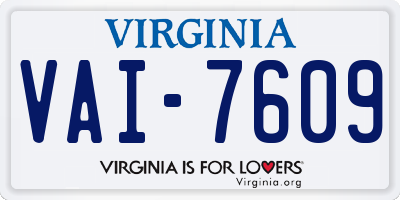 VA license plate VAI7609
