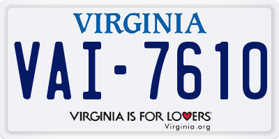 VA license plate VAI7610