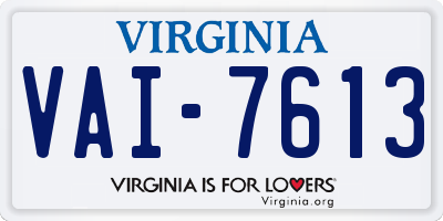 VA license plate VAI7613