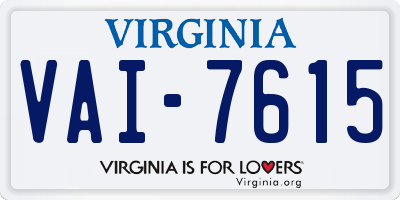 VA license plate VAI7615