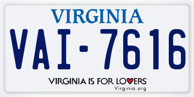 VA license plate VAI7616