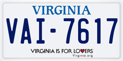 VA license plate VAI7617