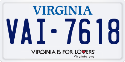 VA license plate VAI7618