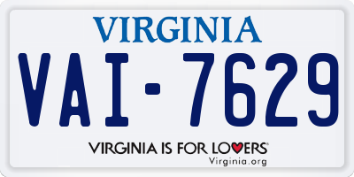 VA license plate VAI7629