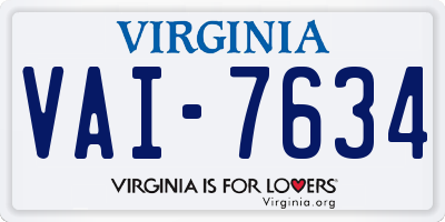 VA license plate VAI7634