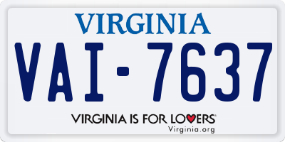 VA license plate VAI7637