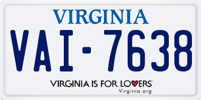 VA license plate VAI7638