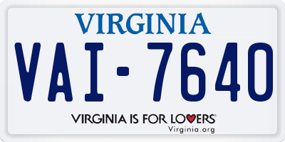 VA license plate VAI7640