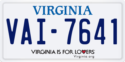 VA license plate VAI7641