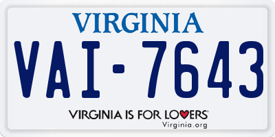 VA license plate VAI7643
