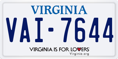 VA license plate VAI7644