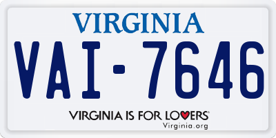 VA license plate VAI7646