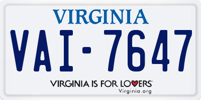 VA license plate VAI7647
