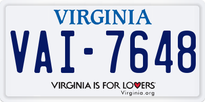VA license plate VAI7648
