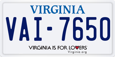 VA license plate VAI7650
