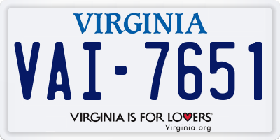 VA license plate VAI7651