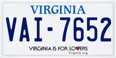 VA license plate VAI7652
