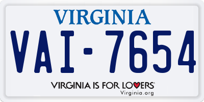 VA license plate VAI7654
