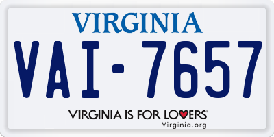 VA license plate VAI7657