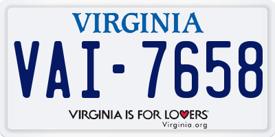 VA license plate VAI7658