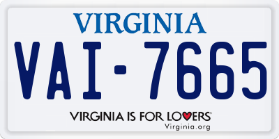 VA license plate VAI7665