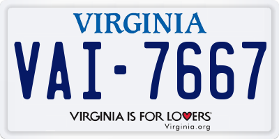 VA license plate VAI7667