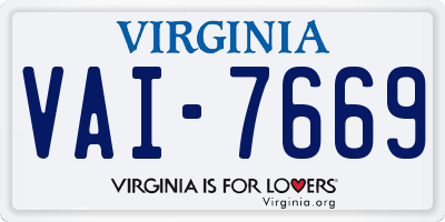VA license plate VAI7669