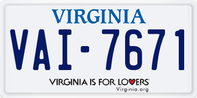 VA license plate VAI7671