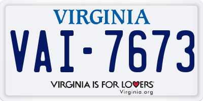 VA license plate VAI7673